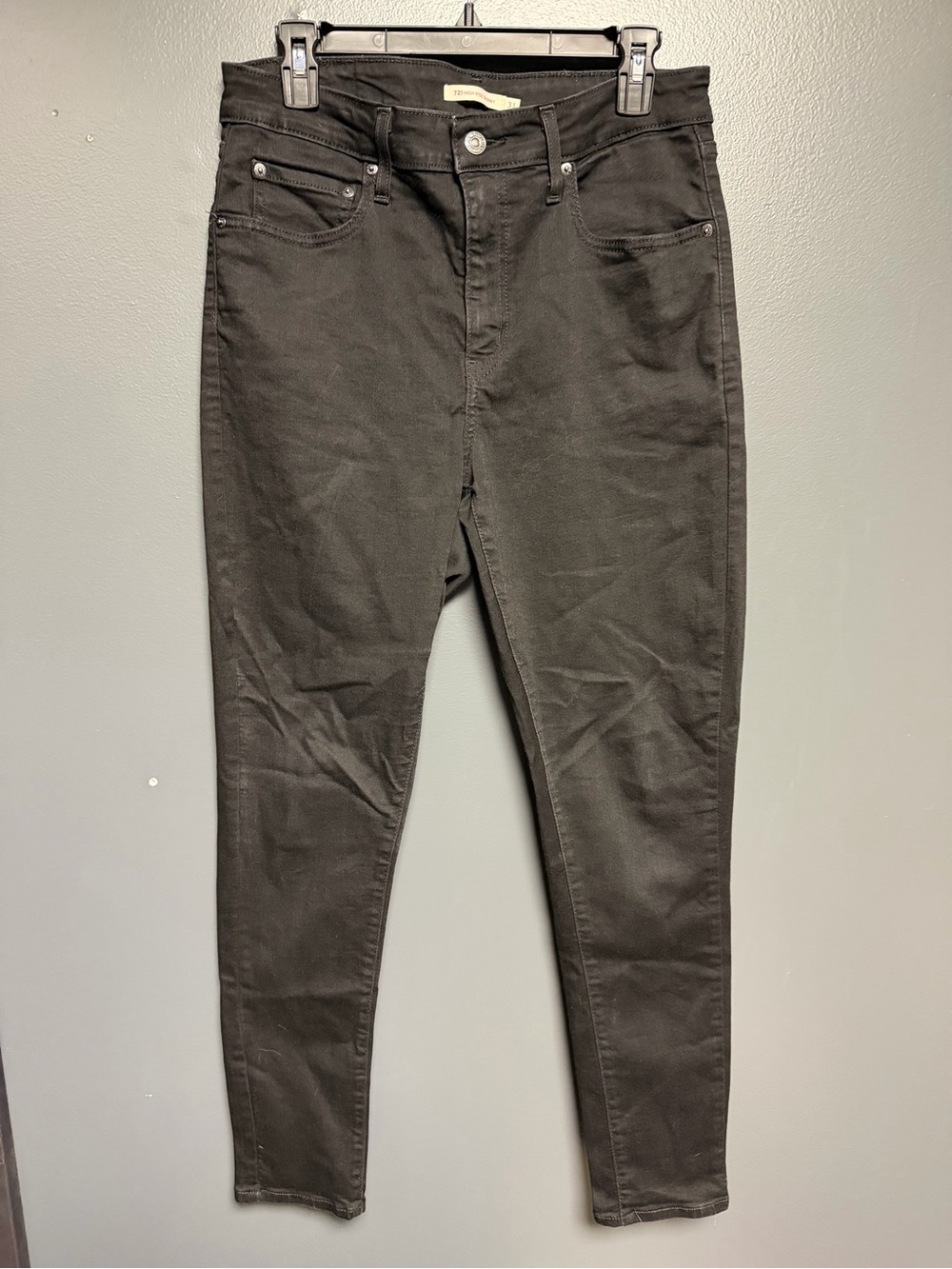 Levi's 721 High Rise Skinny Jeans Charcoal Black Denim Size 31 NWOT